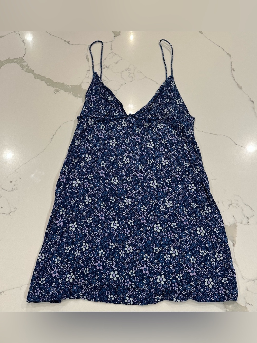 Motel Rocks Senora Blue Floral Mini Dress Womens M Retro Festival Dainty Strappy
